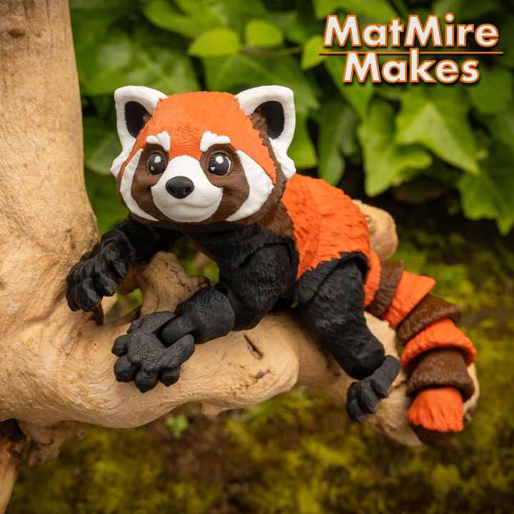 3D Printable Red Panda, Articulated fidget figure, Multicolor 3mf